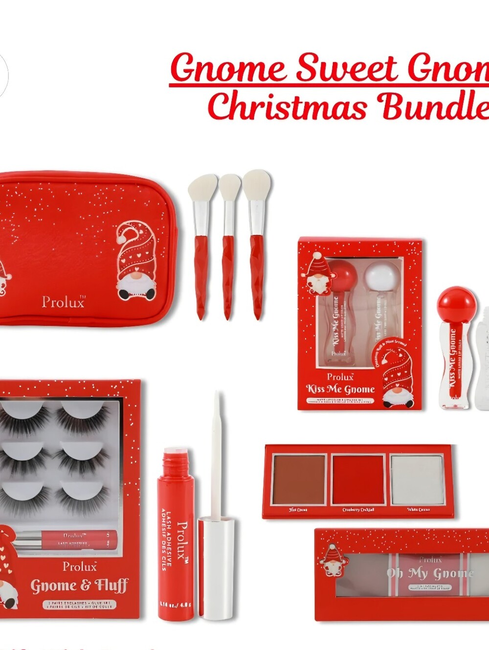 Red Holiday Makeup Gift Set — Gnome-Themed Collection